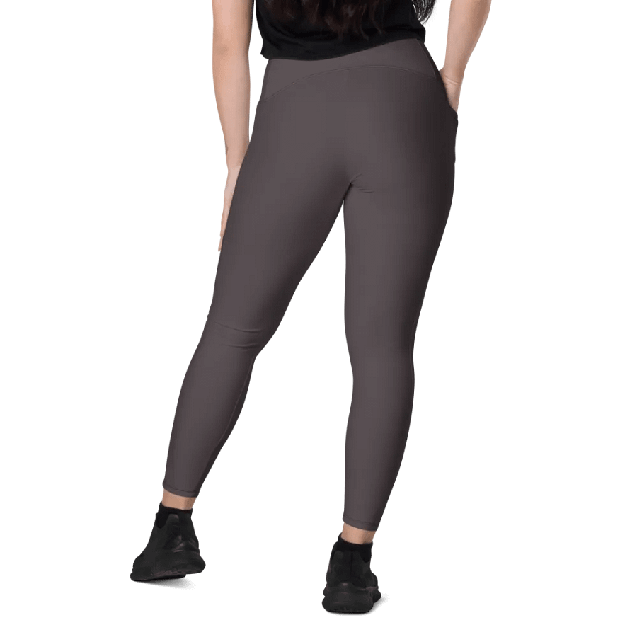 Plain Dark Brown True Summer Women's High Waisted Premium Crossover Leggings with Pockets by Treasure Pie product image (11)