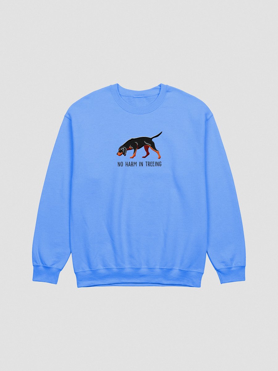 No Harm in Treeing Sweatshirt (Embroidered) of a Black & Tan Coonhound product image (7)