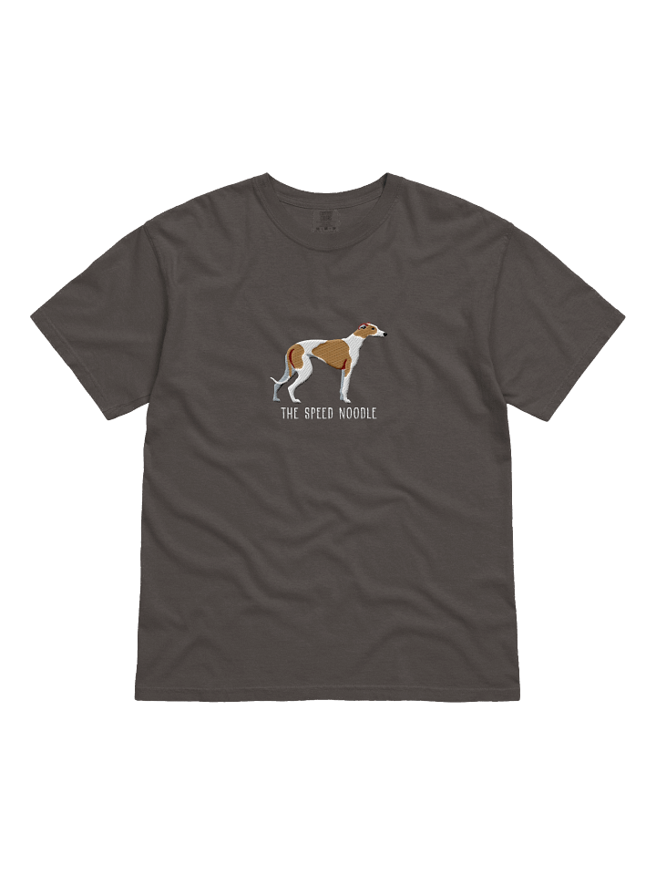 The Speed Noodle T-Shirt(Embroidered) of a Greyhound(Tan & White) product image (5)