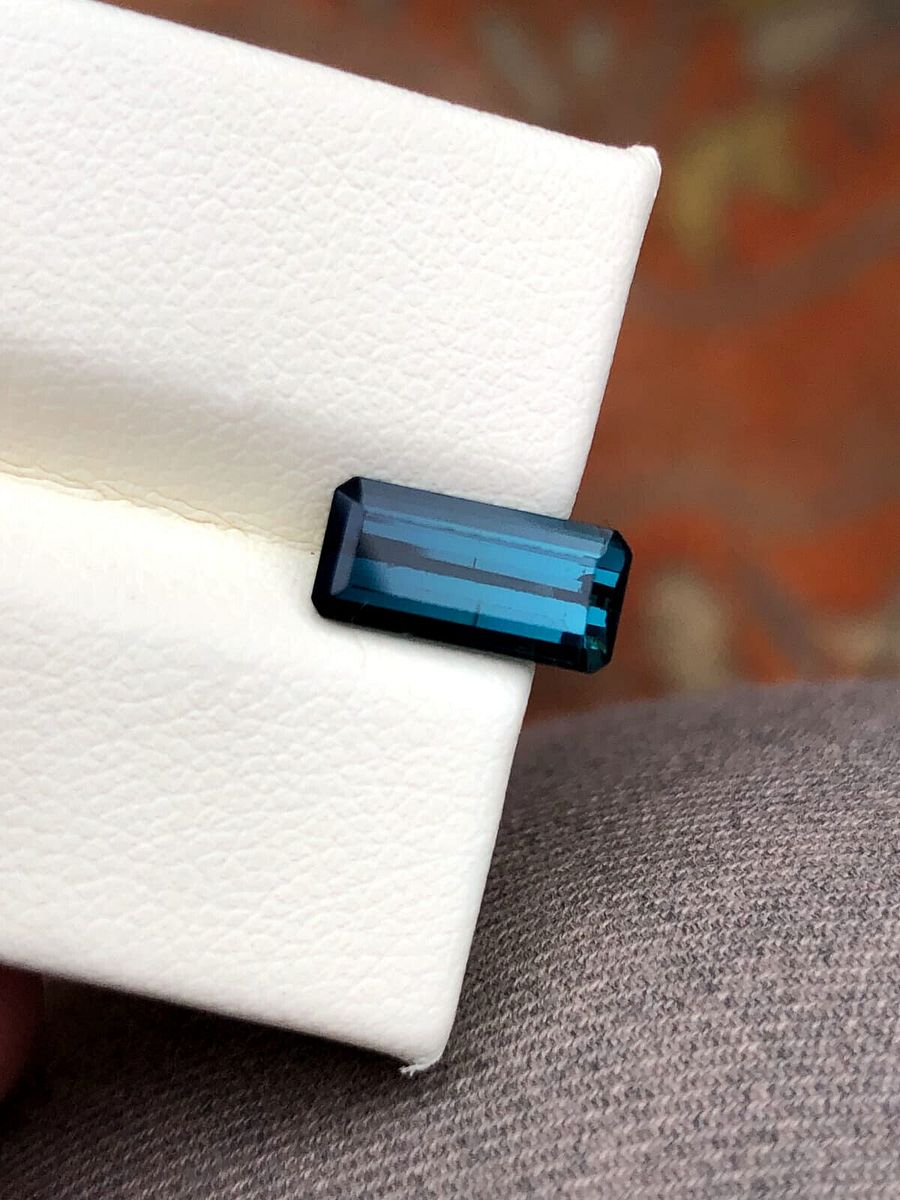EMERALD CUT BLUE INDICOLITE TOURMALINE SI GRADE GEMSTONE FOR RING, 1.85 CRT product image (4)