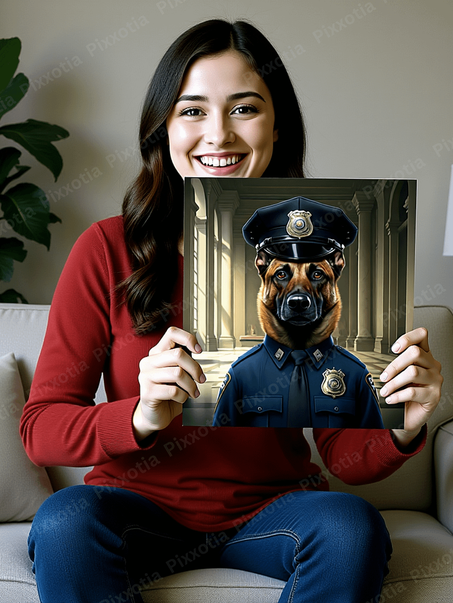 Custom Pet Portrait in Police Uniform | Digital Download | Pet Photo with Police Cap & Silver Badge | Funny Police Pet Art Gift product image (4)