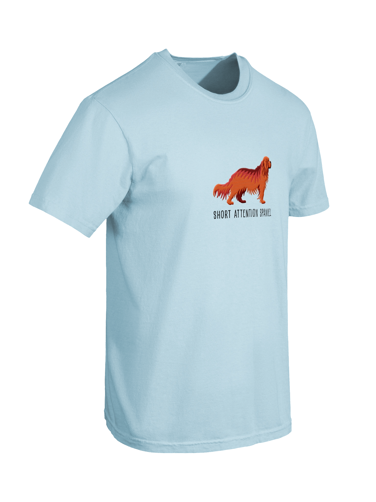 Short Attention Spaniel T-Shirt(Embroidered) of a Cavalier King Charles Spaniel(Ruby) product image (58)