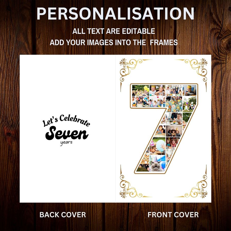 Seven Year Celebration Card Photo Collage Canva Template product image (7)