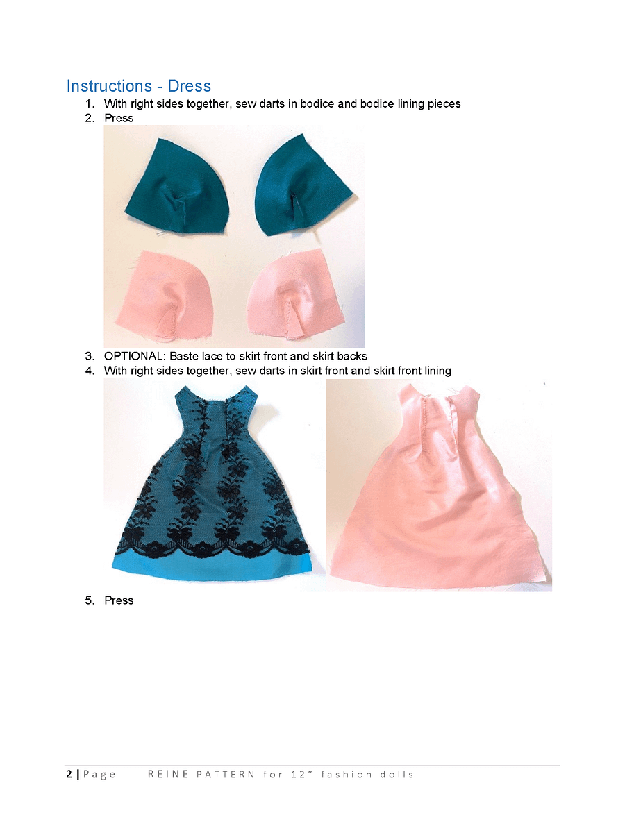 Reine sewing pattern for 12" fashion dolls product image (3)