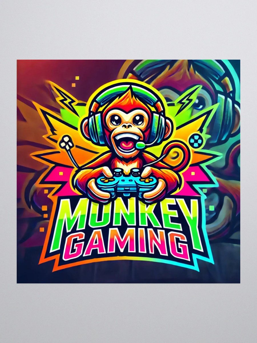 🐵🎮 Monkey Gaming Logo Stickers – 3 Sizes for Every Surface! 📏✨ product image (1)