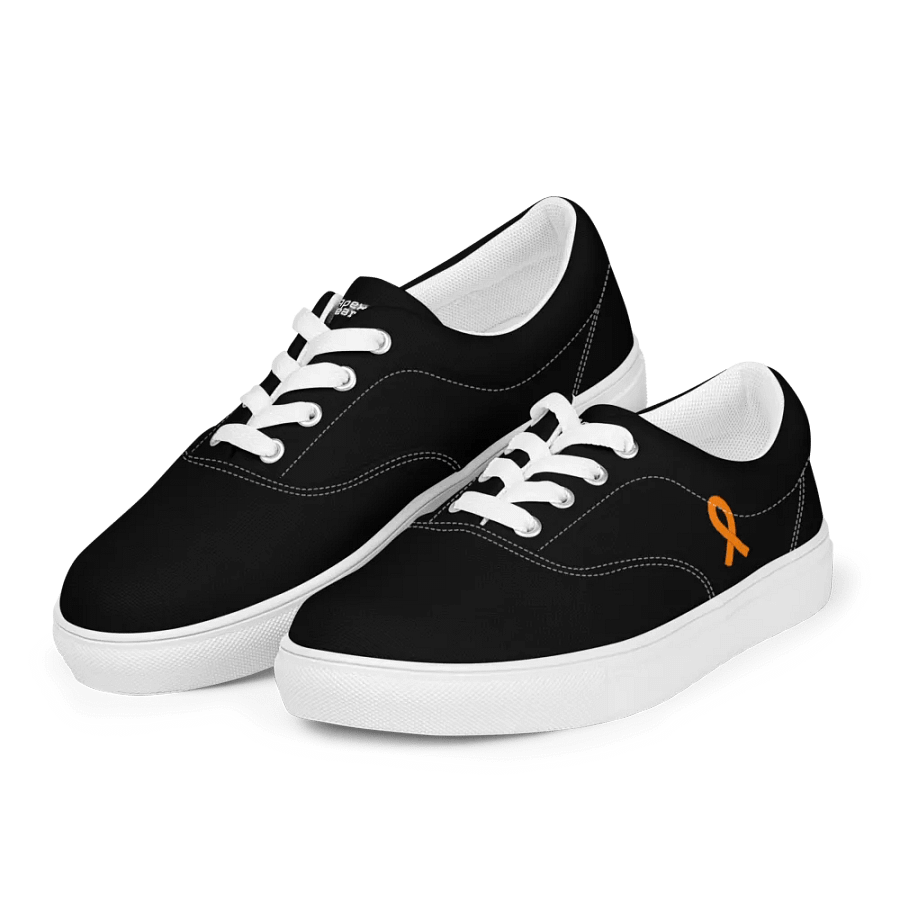 White HApex Gear White Logo Cancer Awareness Orange Ribbon. Black Women's Lace-Up Canvas Shoes product image (9)