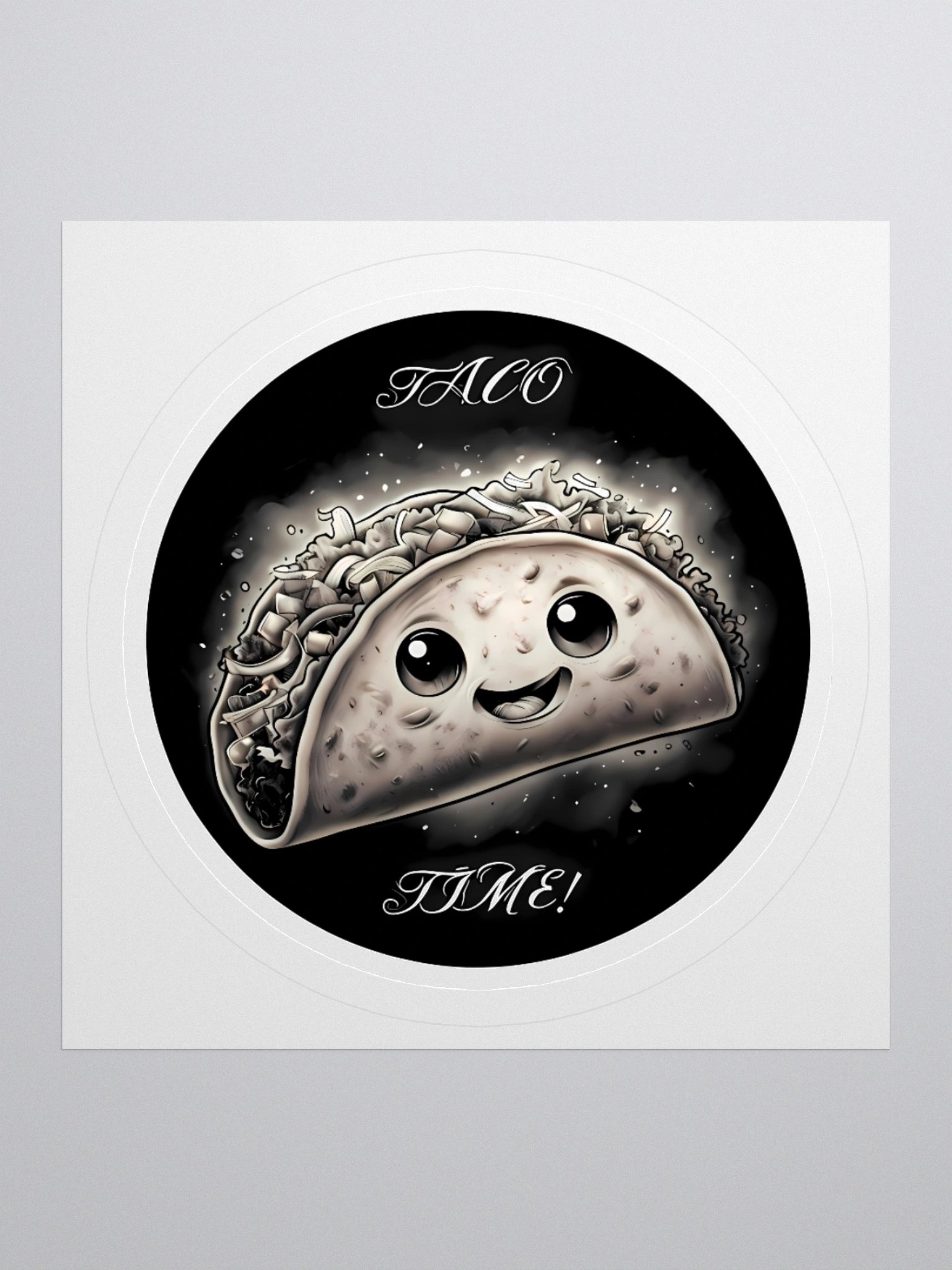 Elegant Taco Time Sticker | Monochrome Food Art Decal | Minimalist Wall Decor product image (1)