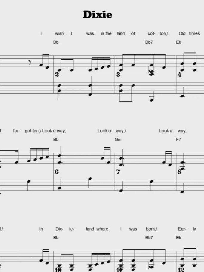 Dixie - CS - Piano sheet music product image (1)