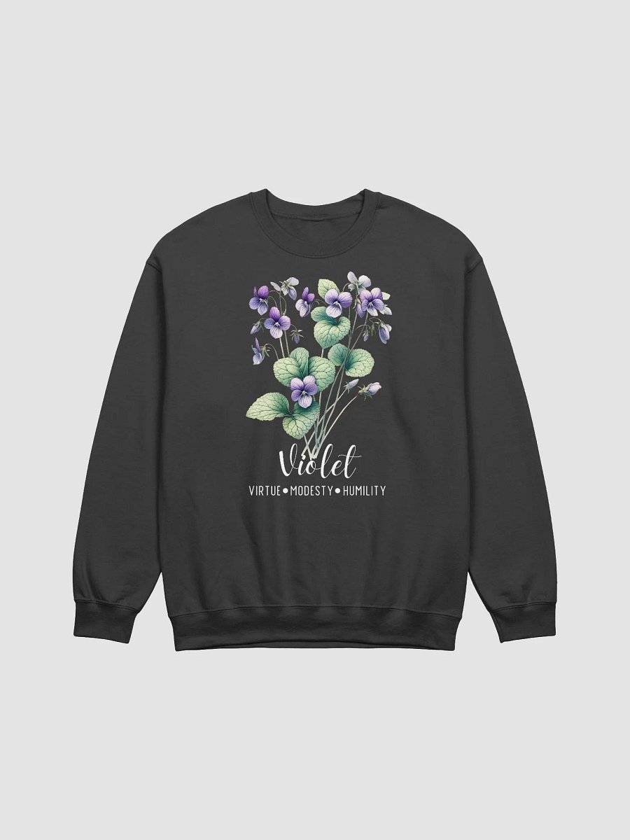 February Birth Month Inspirational Violet Flower Sweatshirt: Virtue Modesty Humility product image (4)