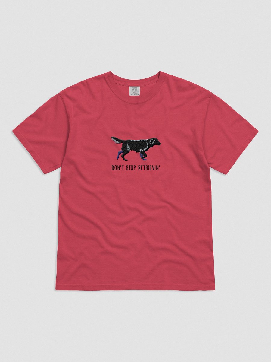 Don't Stop Retrievin' T-Shirt(Embroidered) of a Flat-Coated Retriever(Black) product image (1)