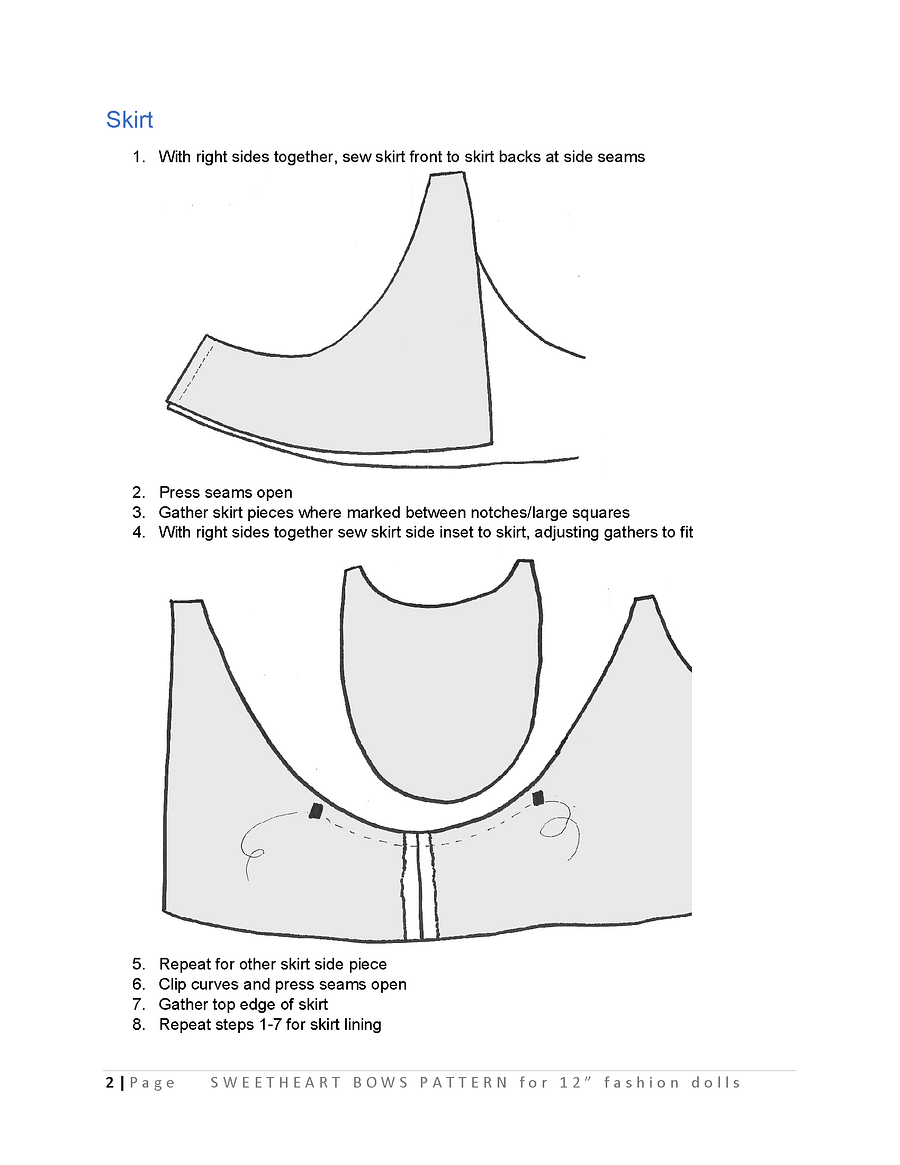 Sweetheart Bows sewing pattern for 12