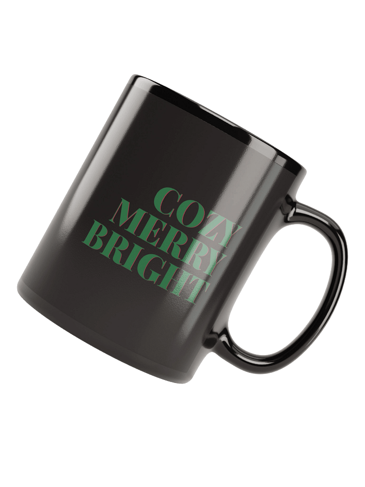 Cozy Merry Bright Christmas Typography Black Mug product image (1)