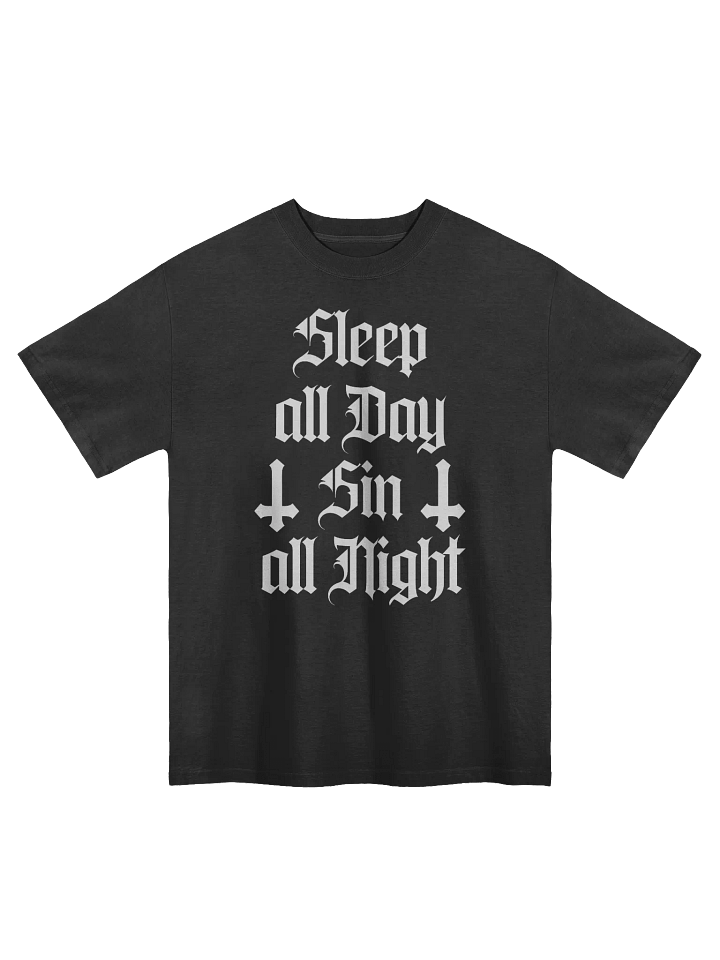 Sleep all Day Sin All Night Faded Oversized T-Shirt product image (1)