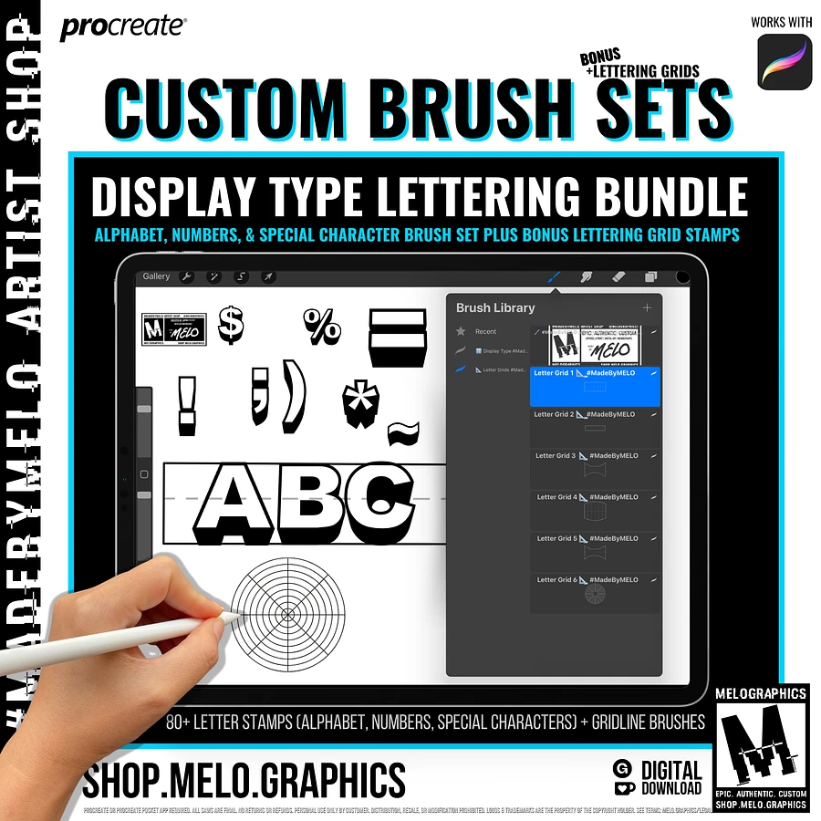 Display Type Procreate Lettering Stamps & Grids Brush Set Bundle | #MadeByMELO product image (2)