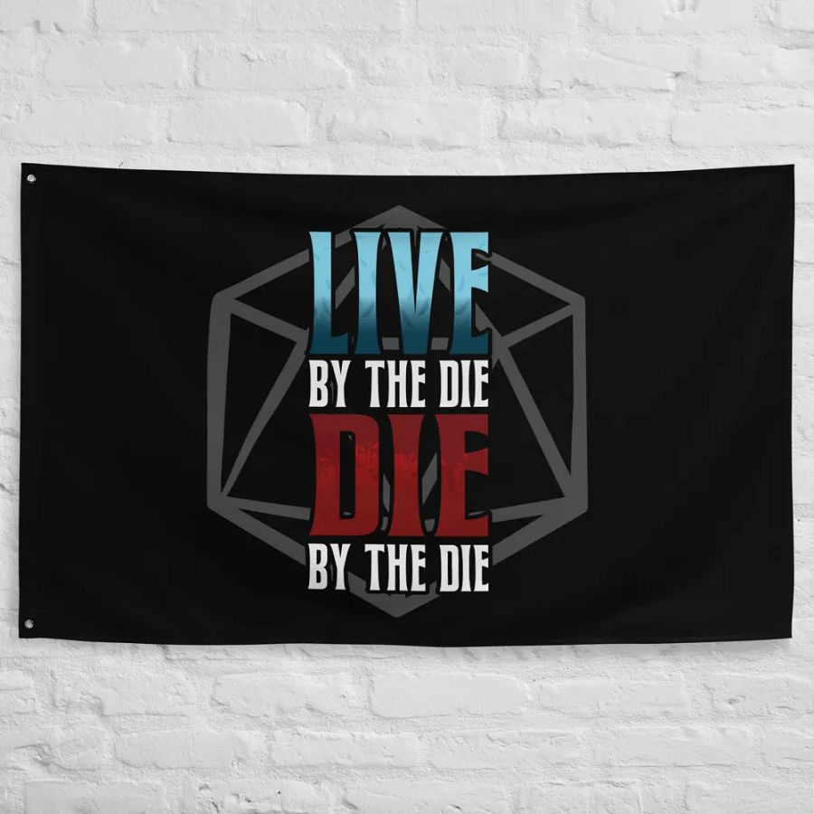 Live by the Die, Die by the Die Horizontal Flag (Black) product image (10)