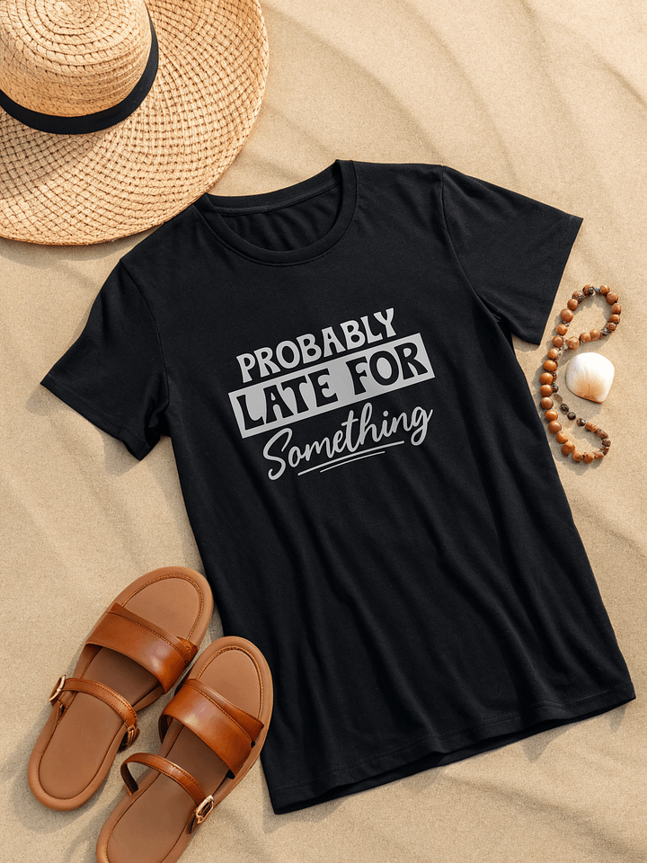 Probably Late For Something Women's Black T-Shirt product image (2)