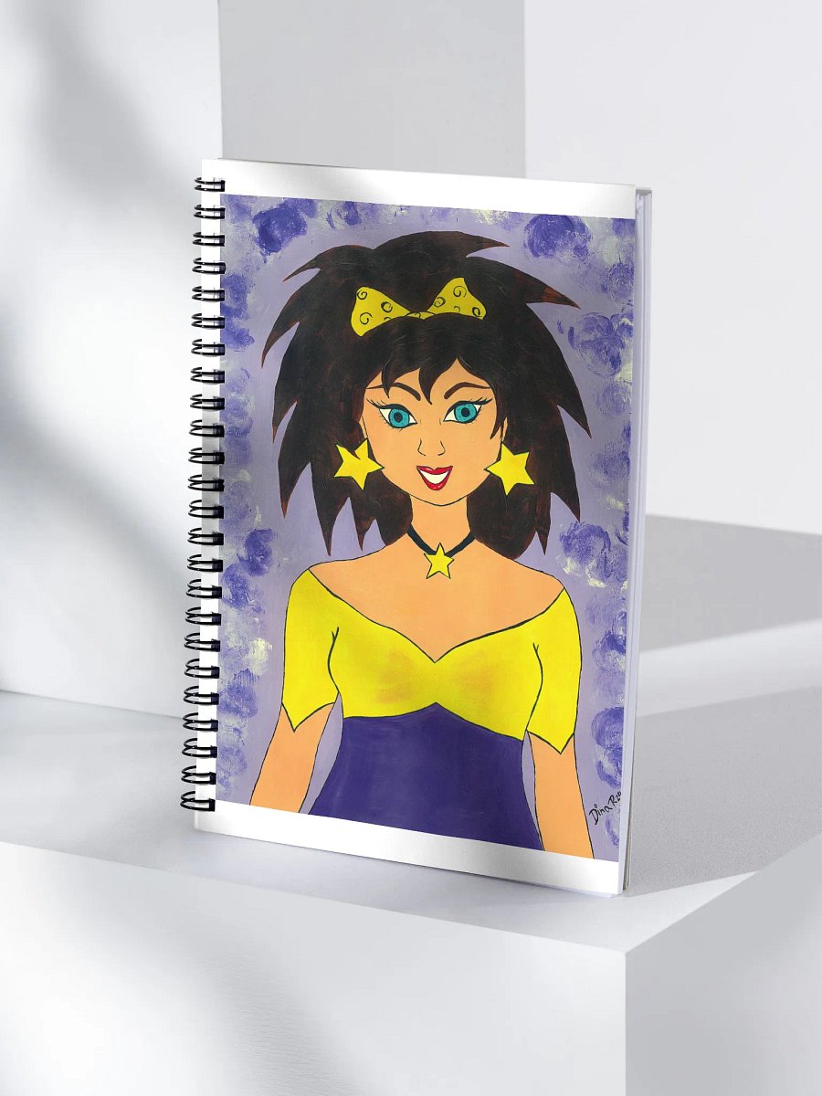 Girl with the stars (art by Dina R.) acrylic painting picture - Spiral Notebook product image (4)