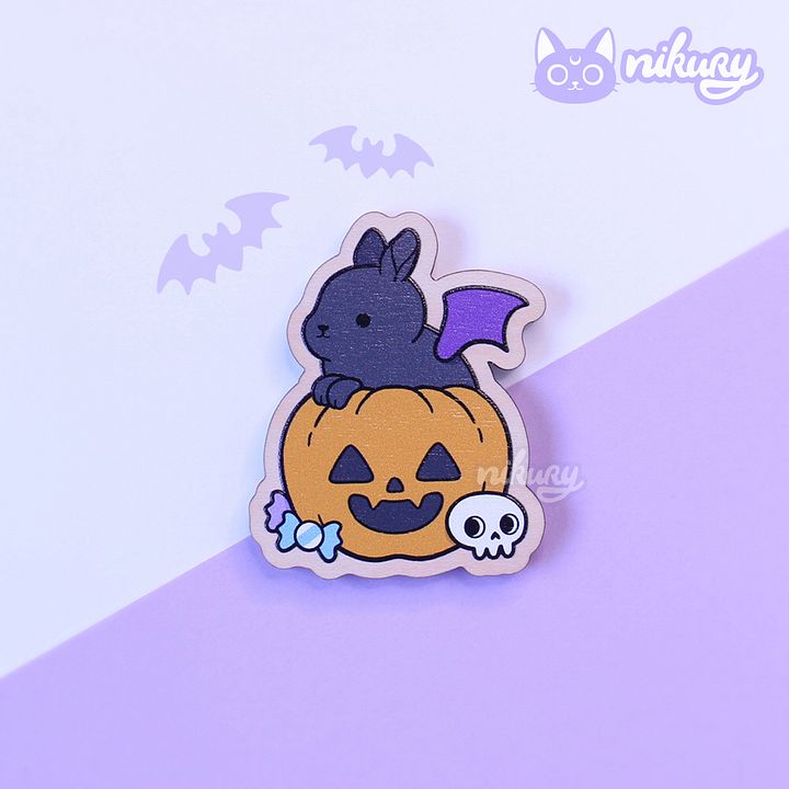 Wooden Magnet Pumpkin Bunny product image (2)