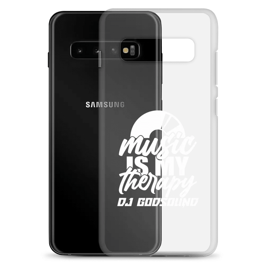 Clear Case for Samsung® "Music Is My Therapy" Slogan in White Font Style by DJ GodSOUND product image (20)