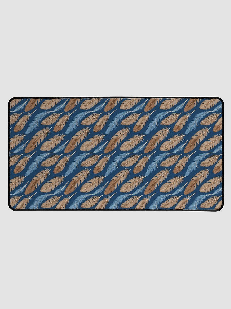 Desk Mat (31.5x15.5 inches) - Pattern of Blue and Brown Feathers product image (1)