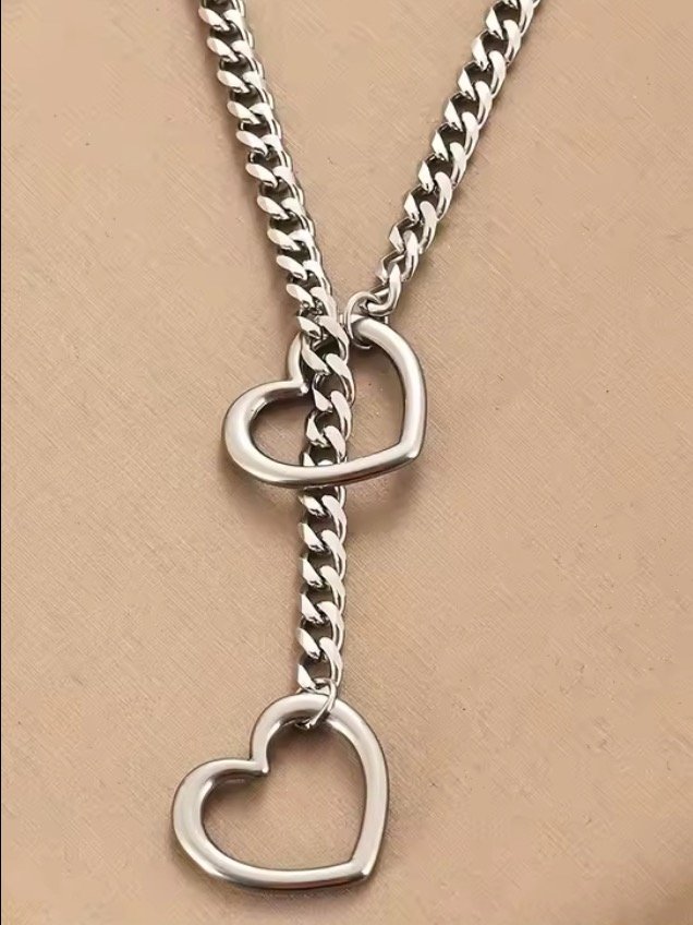 Stainless Steel Slip Chain Heart Necklace [PRE-ORDER ONLY] product image (1)
