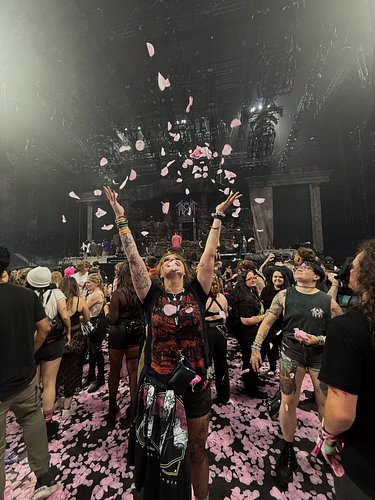 And just like that, I can die happy. I got pelted with a drumstick. #sleeptoken