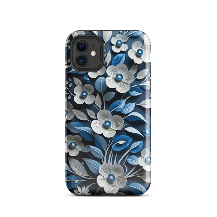 Tough Phone Case for iPhone® - Blue and White Paper Flowers product image (47)