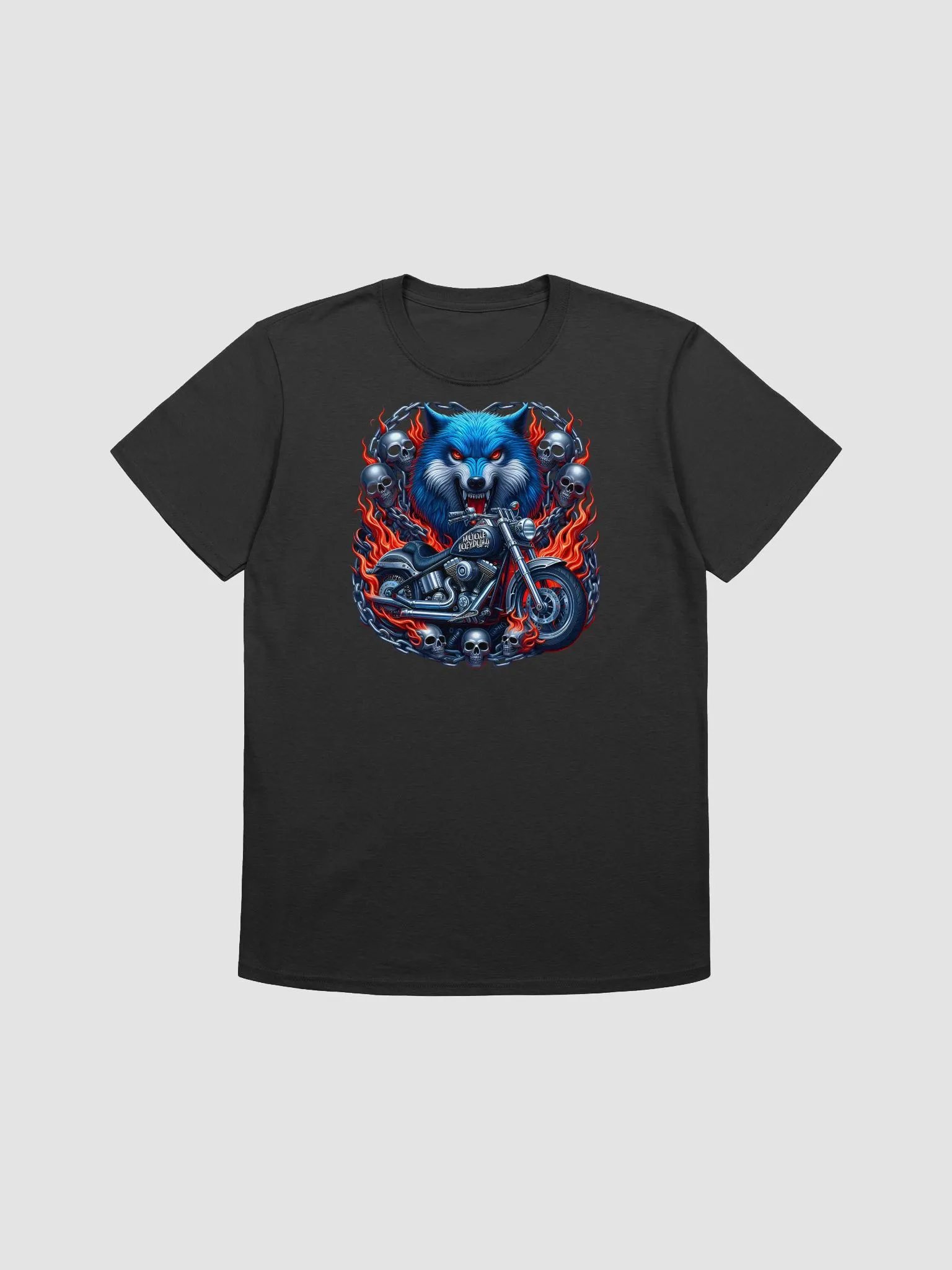 Flaming Wolf Motorcycle Fantasy T-Shirt #33 product image (1)