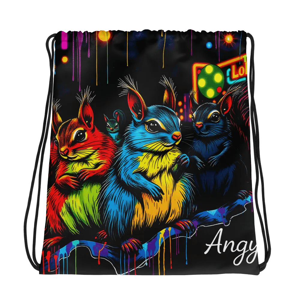 Neon City Squirrels Drawstring Bag product image (1)