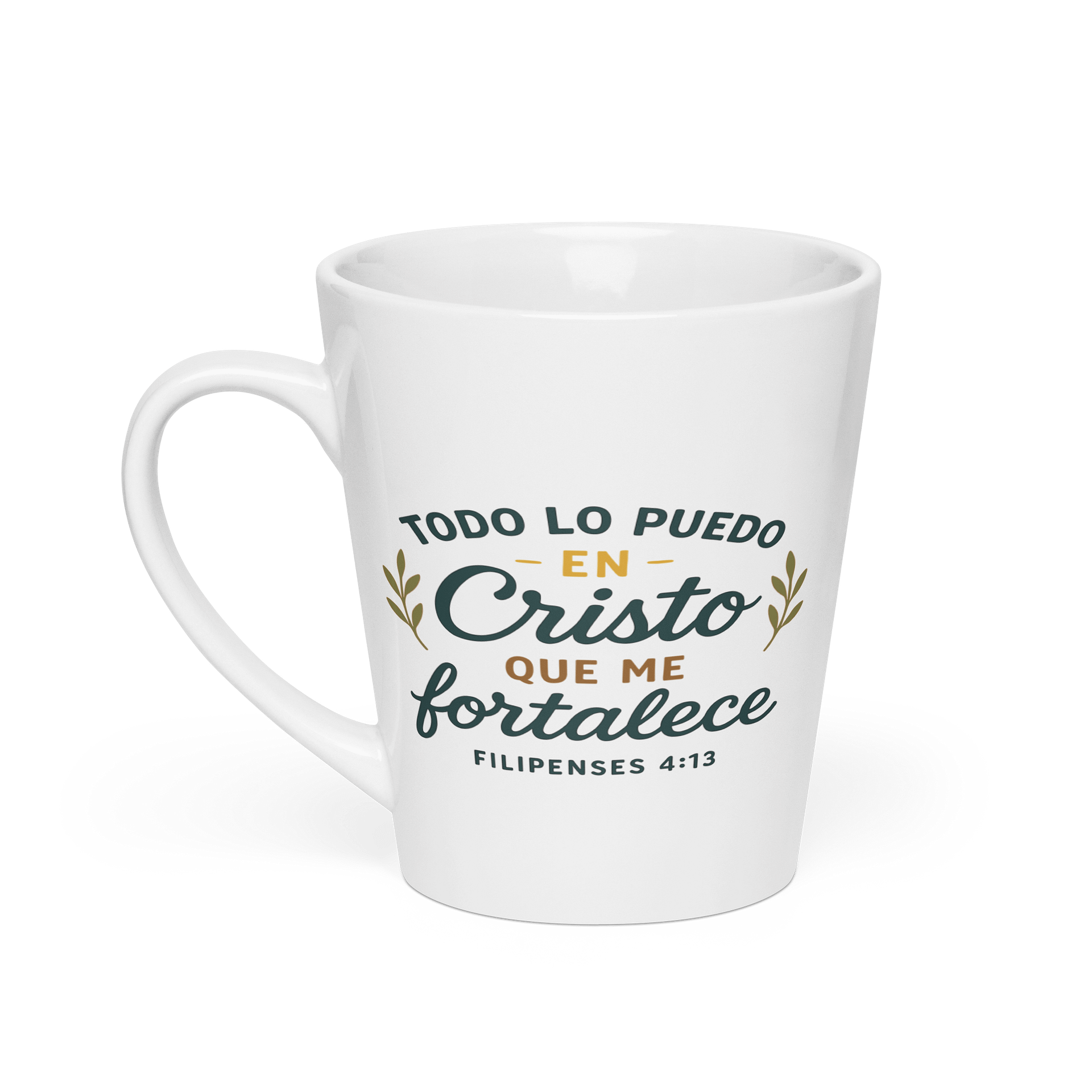 Latte Mug – “Todo lo puedo en Cristo” – Spanish Christian Design product image (1)
