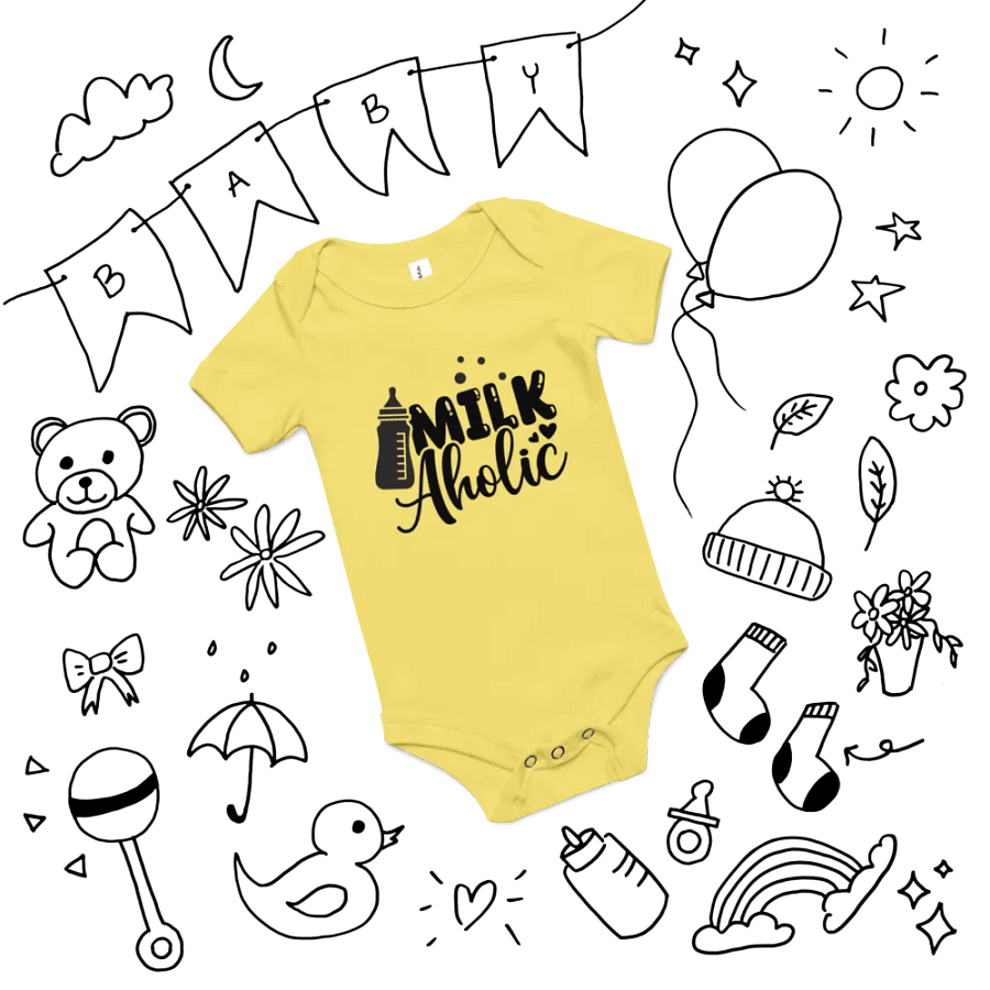 'Milk-Aholic' Short Sleeve Onesie product image (11)