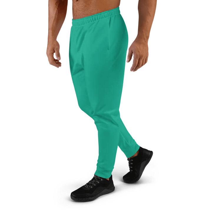 Plain Medium Sea Green Light Summer Recycled Polyester Premium Men's Joggers by Treasure Pie product image (2)