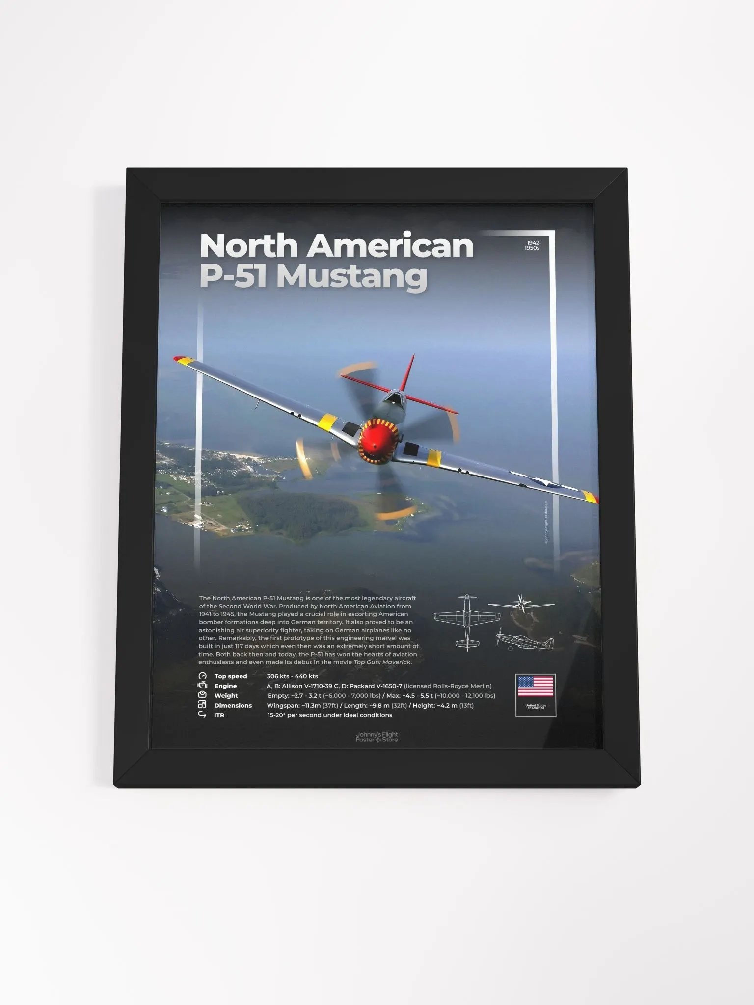 North American P-51 Mustang Aviation Spec Poster product image (2)