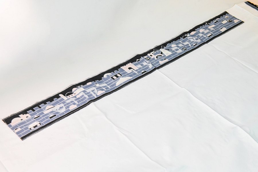 Jerusalem -GRAY, BLUE, PINK Small Tallit (Prayer Shawl) KIT product image (5)