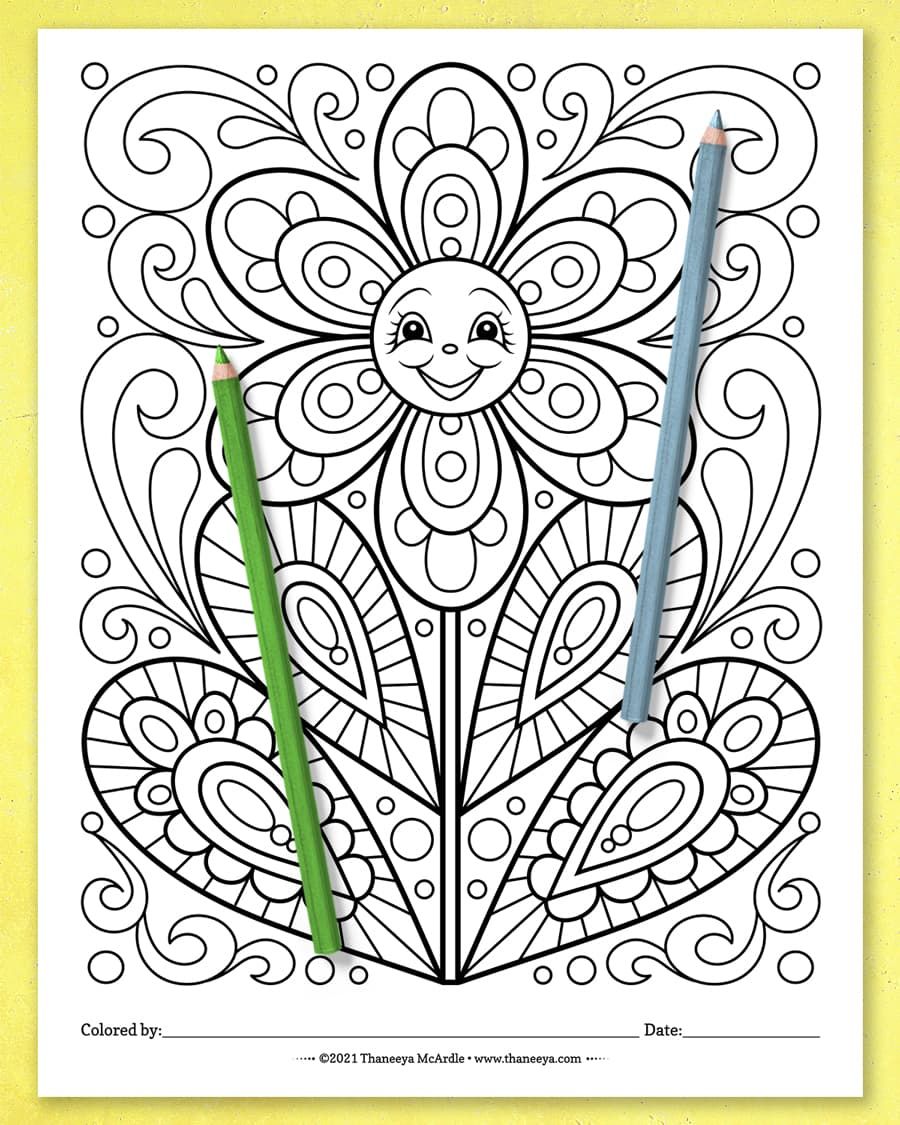 Happy Flowers Coloring Pages product image (6)