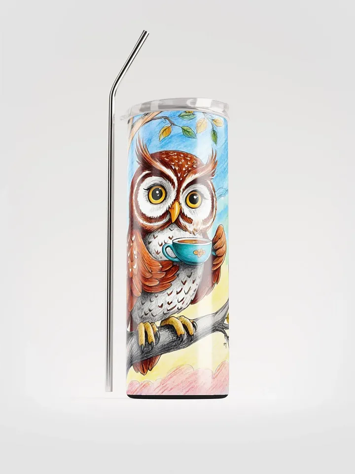 Morning Coffee Owl Stainless Steel Tumbler product image (1)