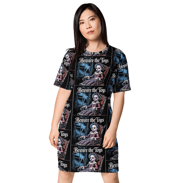 Midnight Veil Designs Gothic Fantasy 'Beware the Toys' All-Over Print T-Shirt Dress product image (1)
