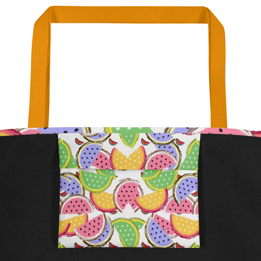 Big printed tote bag with tropical colorful watermelon  design product image (2)