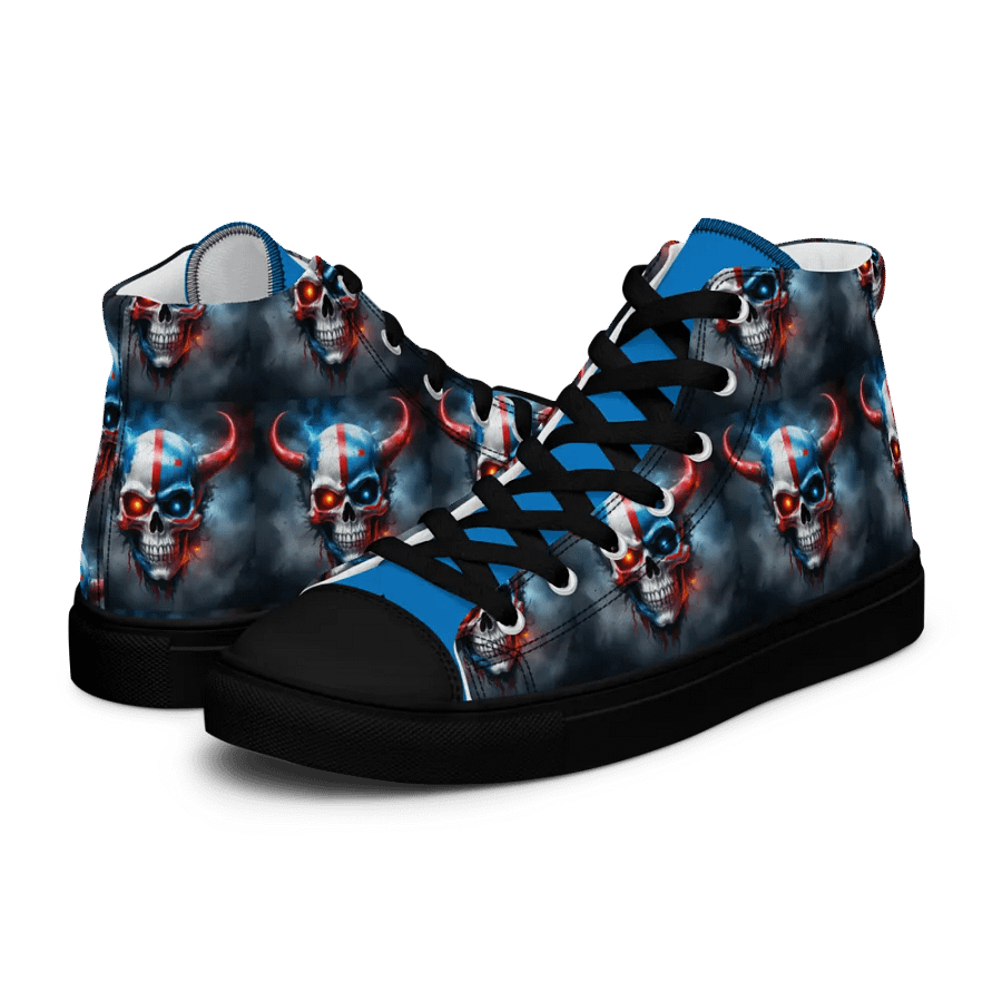 Red White and Blue Horned Skull Men's High Tops product image (10)