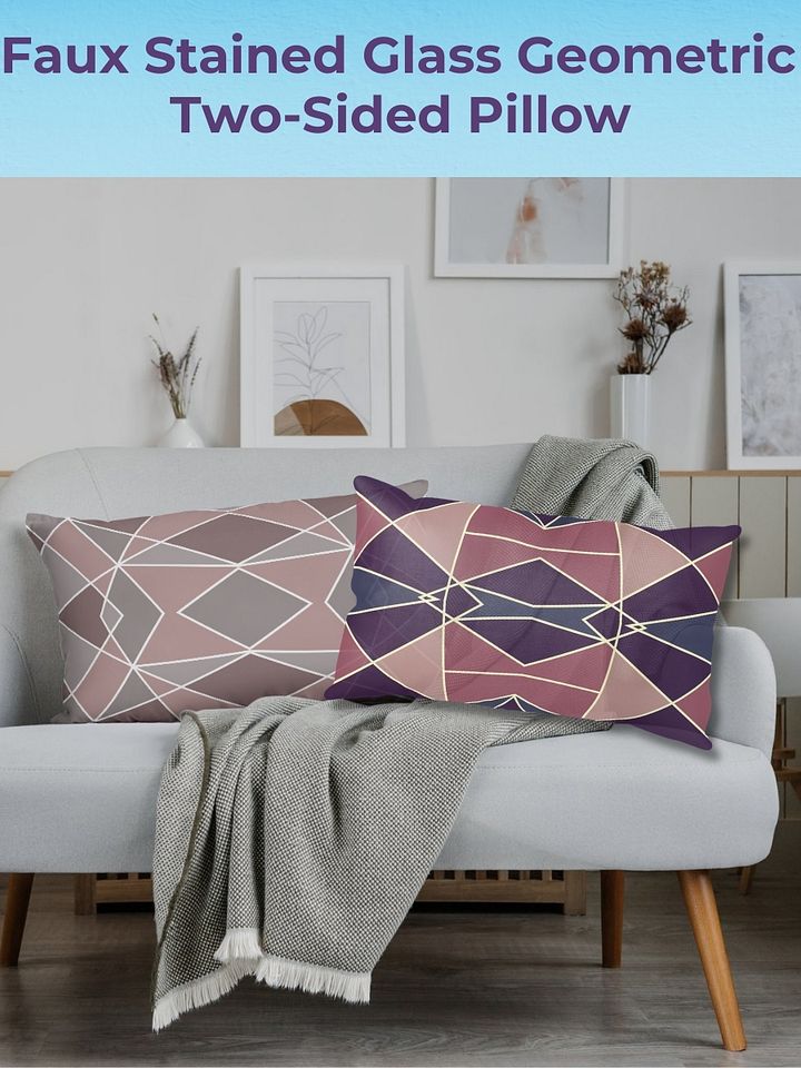 Unique Faux Stained Glass Geometric Two-Sided Pillow product image (1)