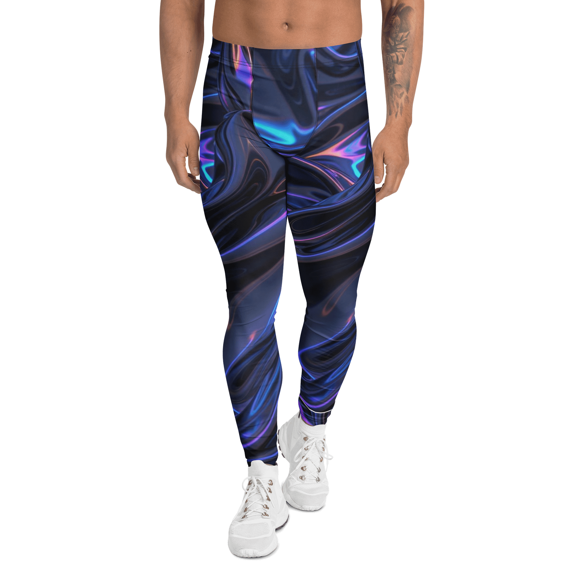 Neon Liquid Abstract Print Men's Leggings product image (1)