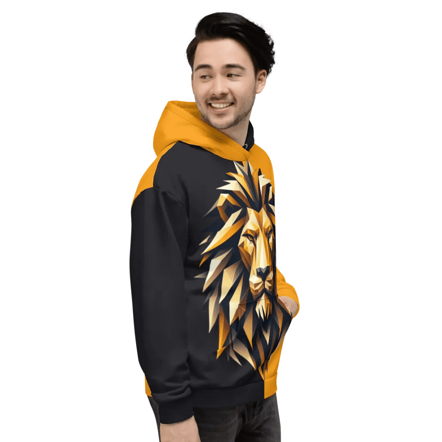 Majestic Leo Zodiac Hoodie with vibrant, metallic gold Lion product image (5)