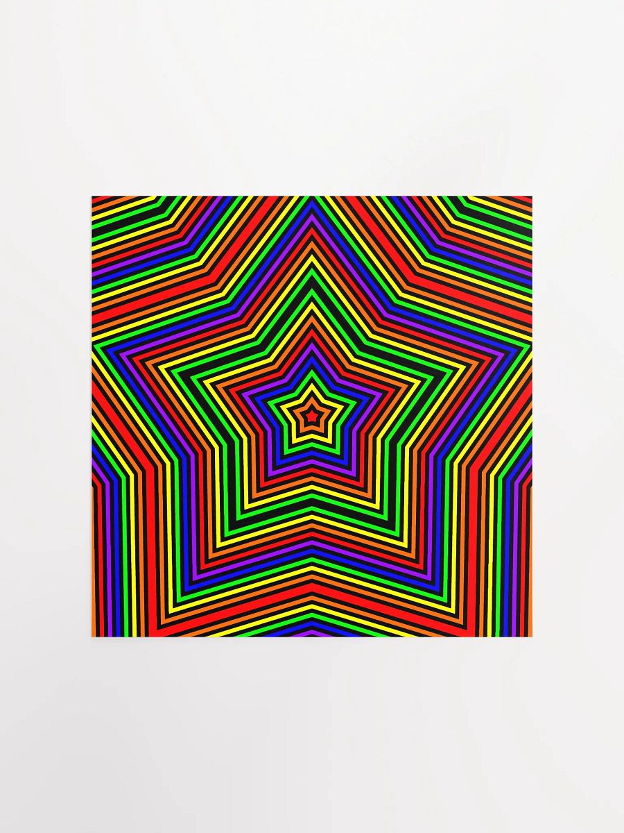 Rainbow Queer Pride Poster, Psychedelic Star Illusion Art, Vibrant Home Decor product image (1)
