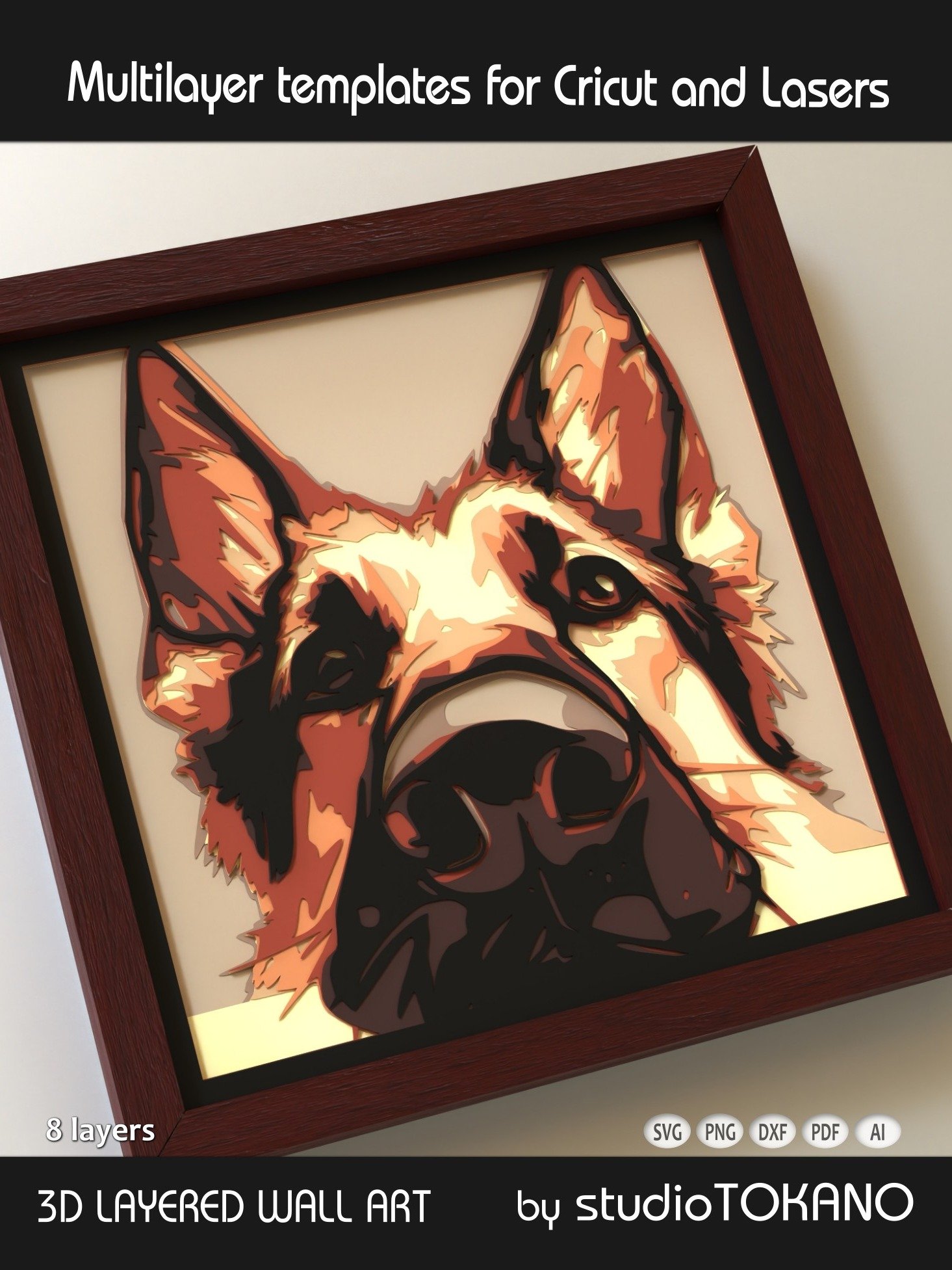 German Shepherd Dog 3D Shadow Box SVG product image (2)