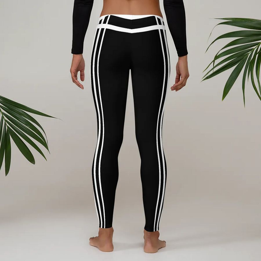 Black and White Stripes/All-Over Print Leggings by Sublicolor product image (3)