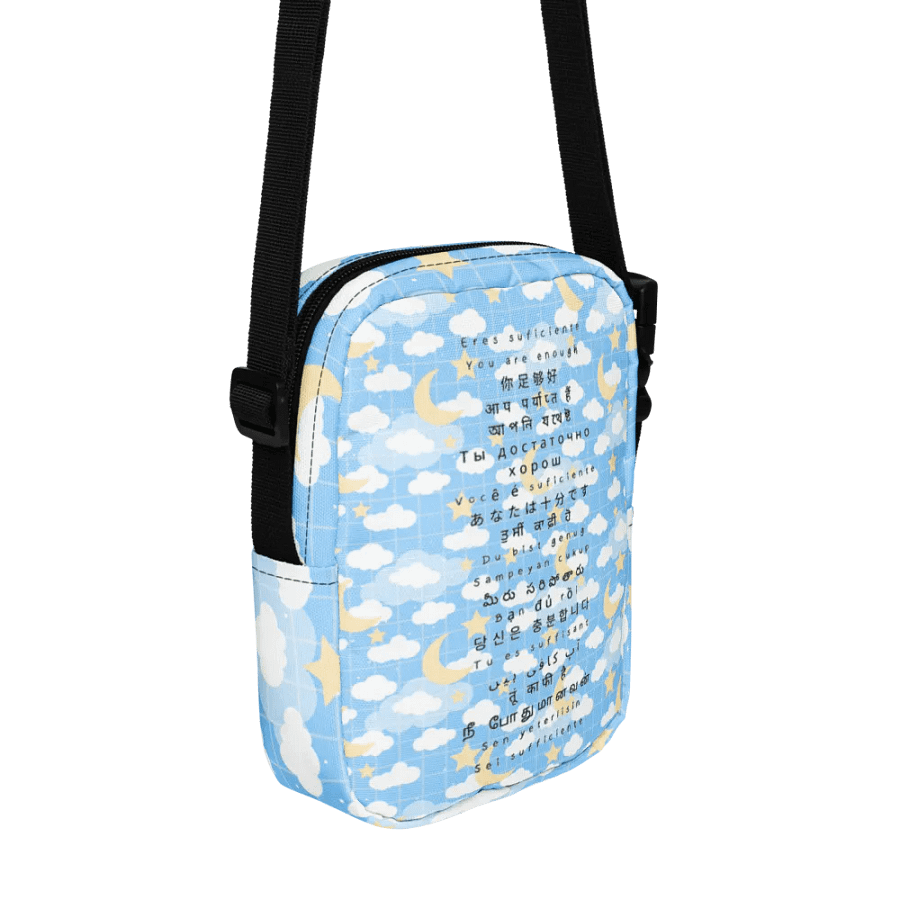 You are Enough 20 languages Blue Moon Grid Imaginary Story Cross Body Bag product image (2)
