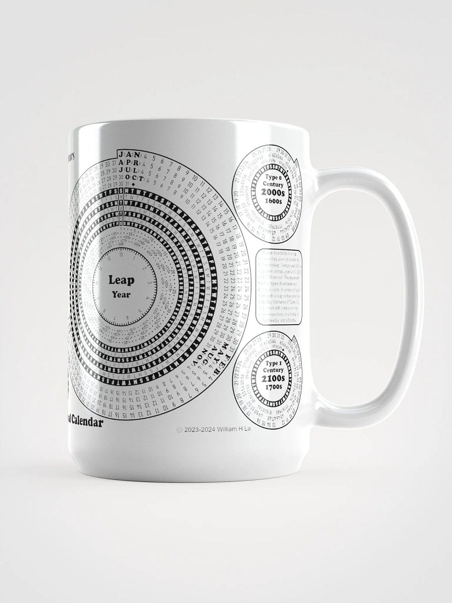 Spiriform Perpetual Calendar 15oz White Ceramic Mug product image (1)