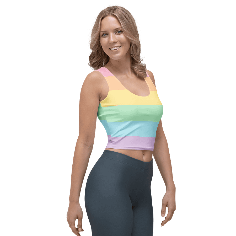 Pastel Pride Flag Crop Tank – All-Over LGBTQ+ Rainbow Top product image (4)