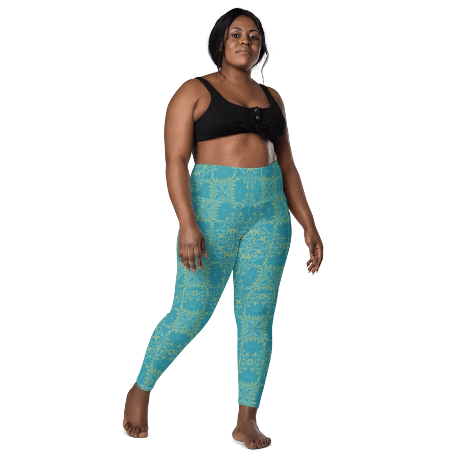 Turq Lime All-Over Print Leggings with Pockets product image (5)