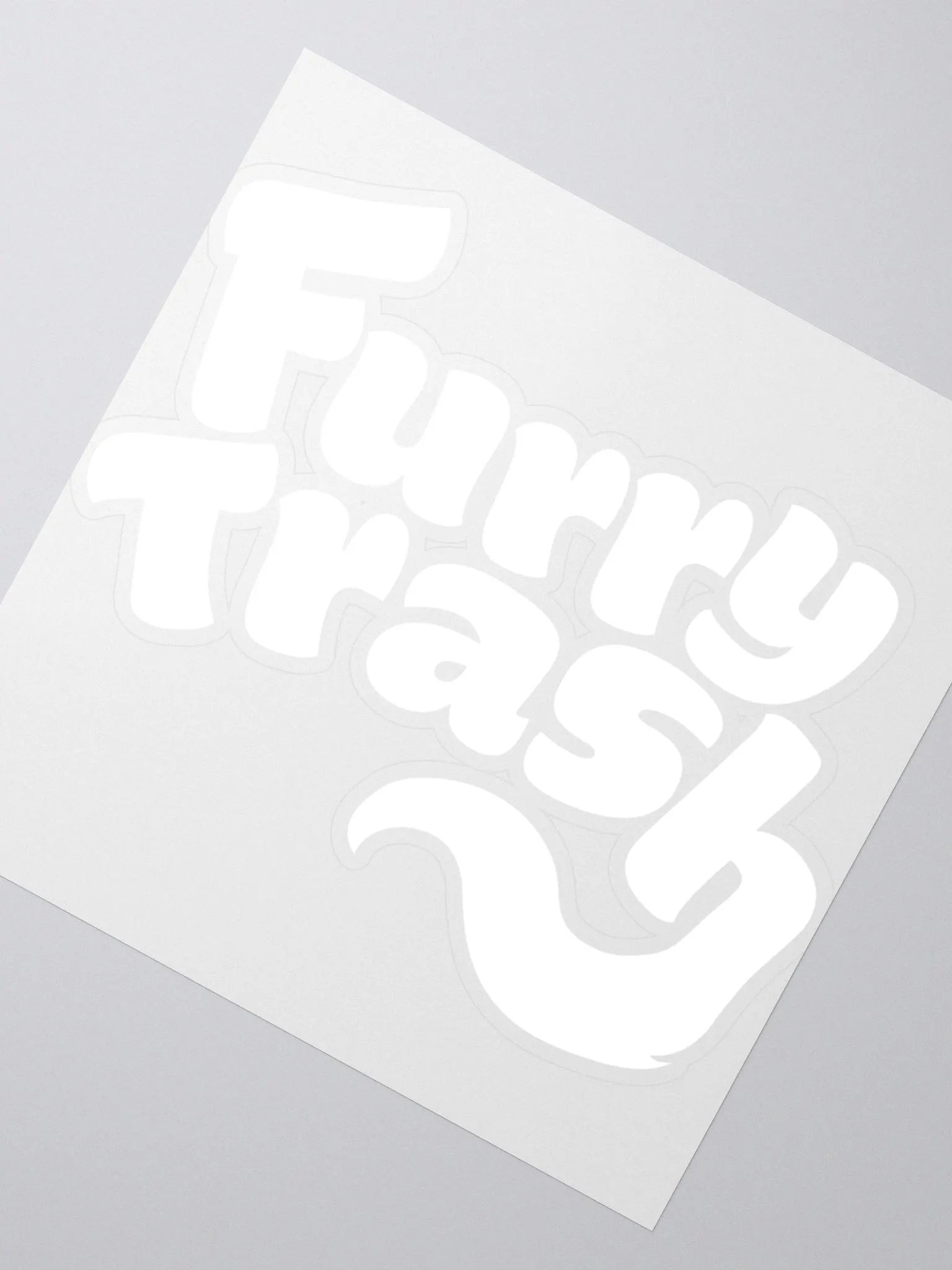 Furry Trash Sticker – Bubble Logo (White) product image (2)